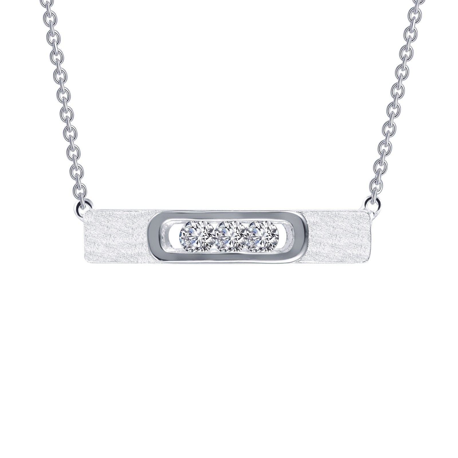 LaFonn Platinum Simulated Diamond N/A NECKLACES 0.33 CTW Sleek Bar Necklace