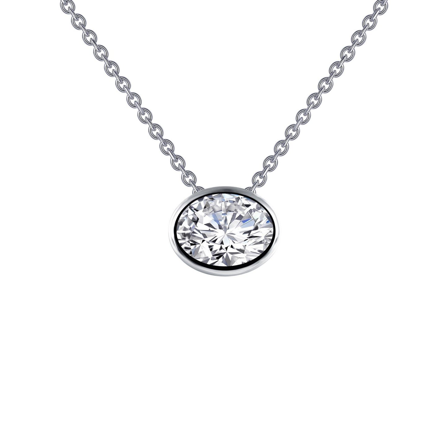 LaFonn Platinum Simulated Diamond 8X6mm Oval, Approx. 1.21 CTW NECKLACES 1.46 CTW Solitaire Necklace