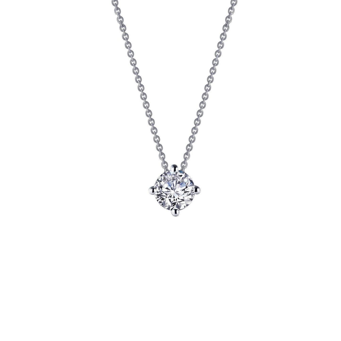 LaFonn Platinum Simulated Diamond 6.50mm Round, Approx. 1.03 CTW NECKLACES 1.3 CTW Solitaire Necklace