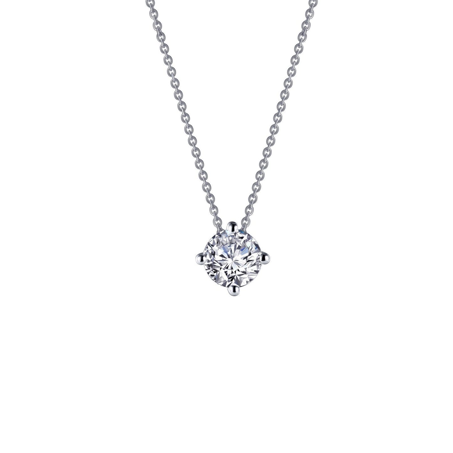 LaFonn Platinum Simulated Diamond 7.00mm Round, Approx. 1.25 CTW NECKLACES 1.25 CTW Solitaire Necklace
