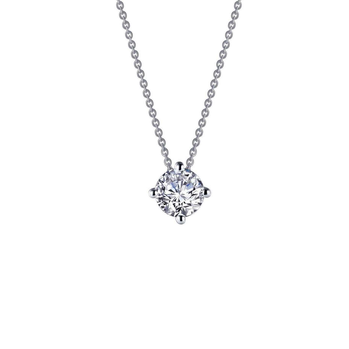 LaFonn Platinum Simulated Diamond 7.50mm Round, Approx. 1.50 CTW NECKLACES 1.5 CTW Solitaire Necklace