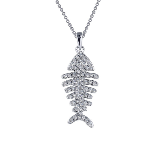 LaFonn Platinum Simulated Diamond N/A NECKLACES 0.92 CTW Fishbone Necklace