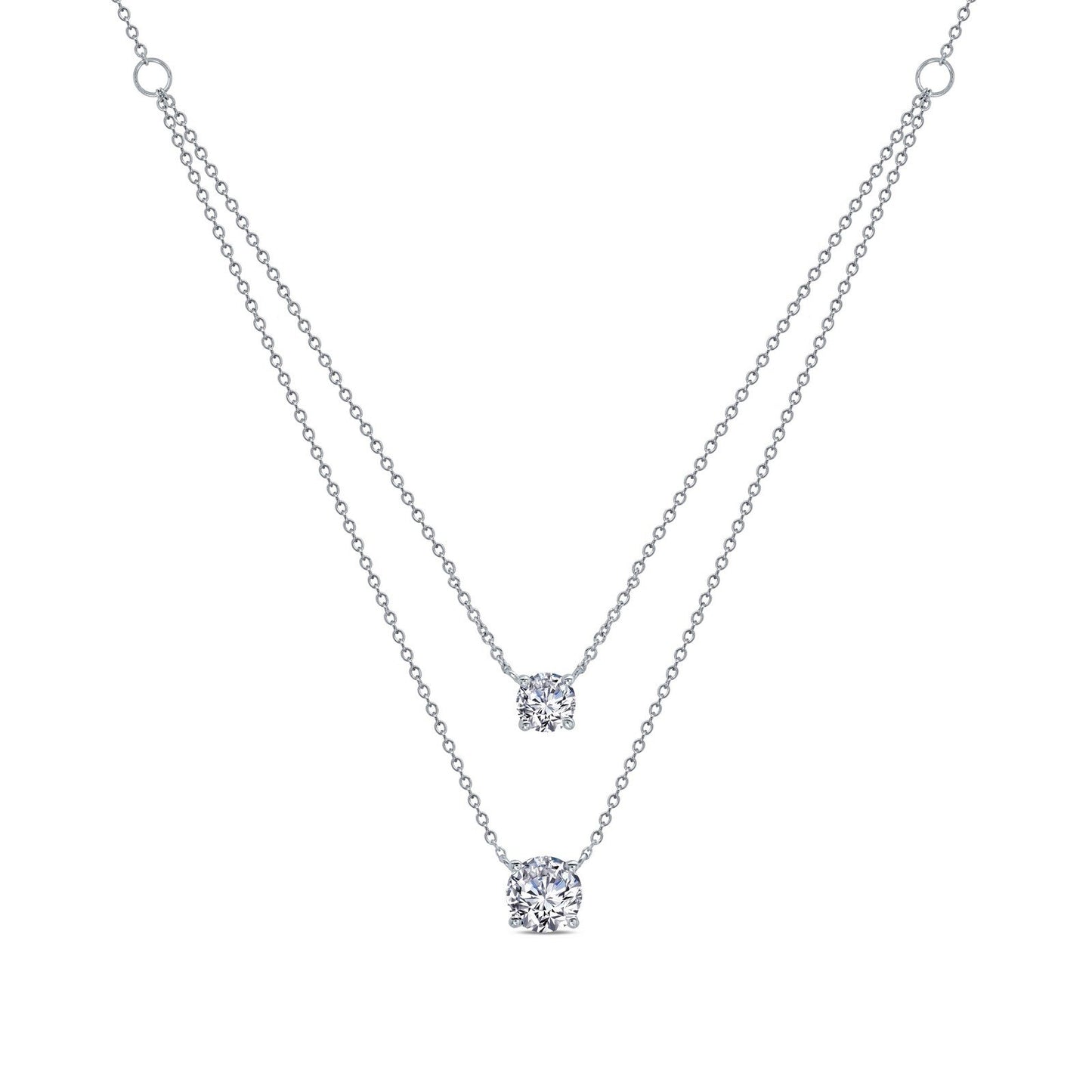 LaFonn Platinum Simulated Diamond 7.00mm Round, Approx. 1.25 CTW NECKLACES 2.19 CTW 2-Tier Necklace
