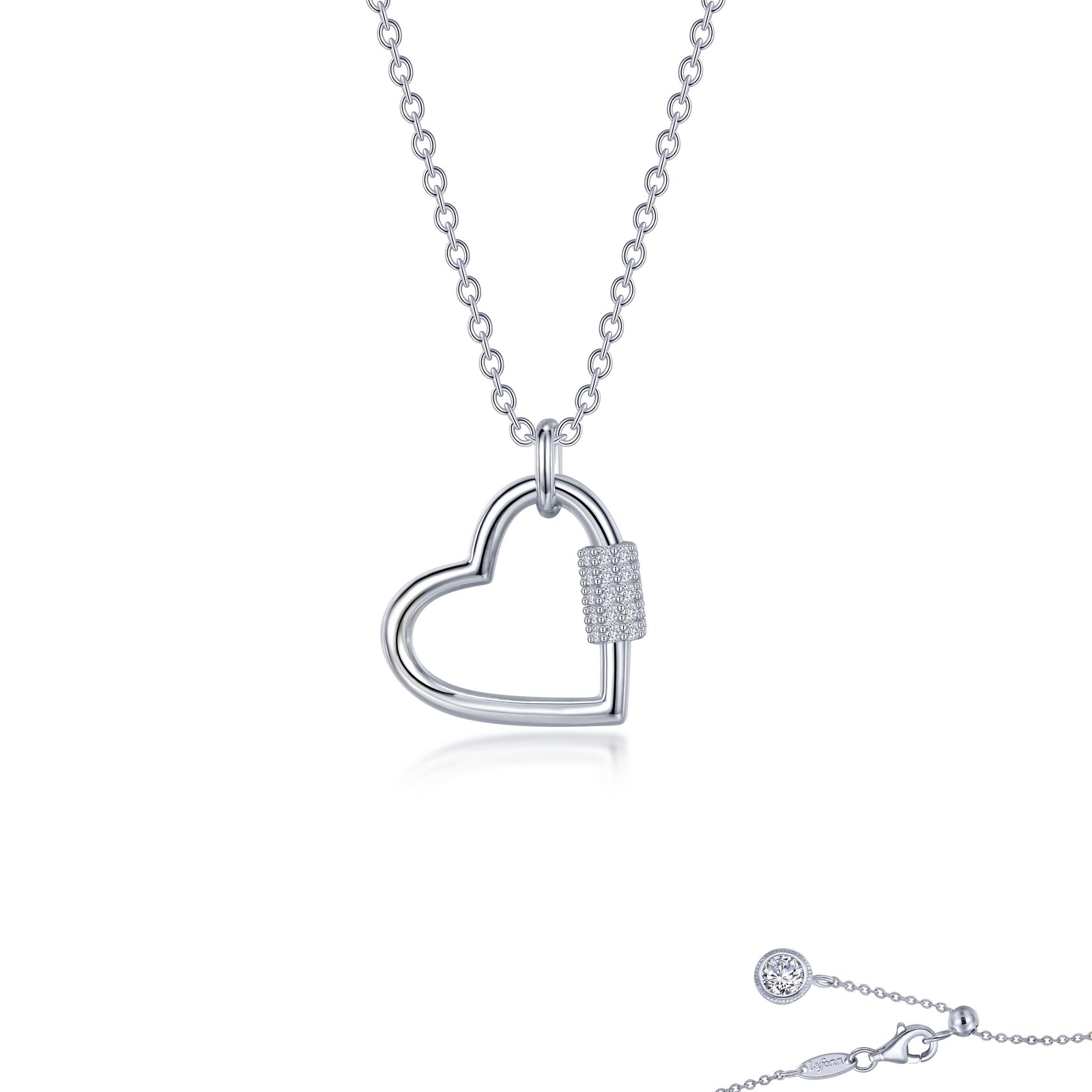 Lafonn Open Heart Necklace 41 Stone Count N0273CLP20