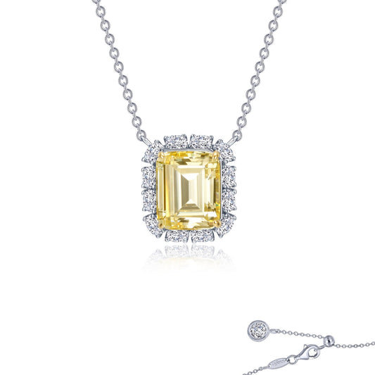 Lafonn Emerald-Cut Halo Necklace 14 Stone Count N0276CAT20