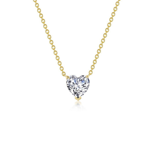 Lafonn Heart Solitaire Necklace 2 Stone Count N0277CLG20
