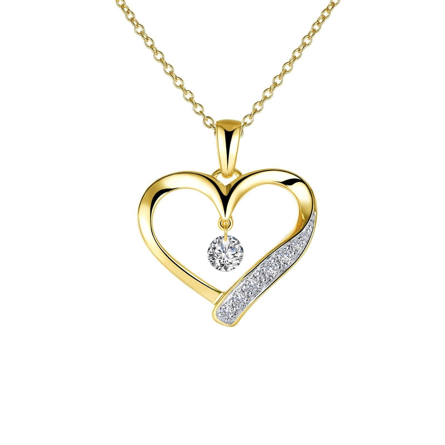 LaFonn Mixed-Color Simulated Diamond 4.00mm Round, Approx. 0.25 CTW NECKLACES Open Heart Pendant Necklace