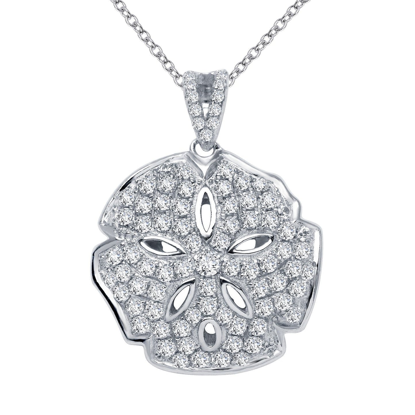 LaFonn Platinum Simulated Diamond N/A NECKLACES Sand Dollar Pendant Necklace