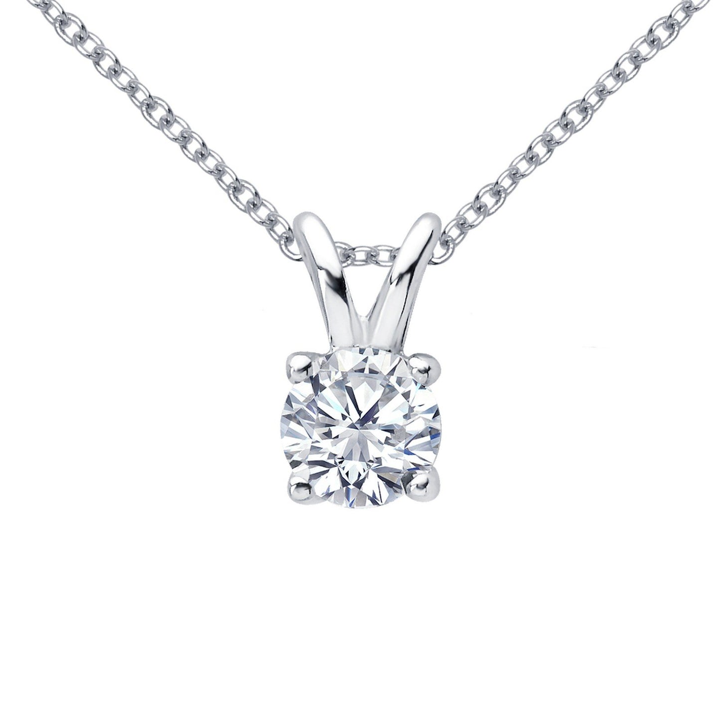 LaFonn Platinum Simulated Diamond 7.50mm Round, Approx. 1.67 CTW NECKLACES 1.65 CTW Solitaire Necklace