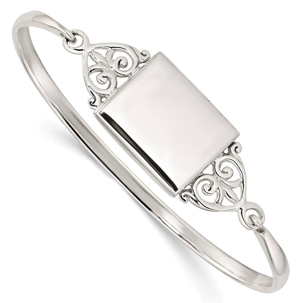 Quality Gold Sterling Silver Polished Rectangular 20mm Locket Bangle Sterling Silver
