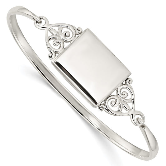Quality Gold Sterling Silver Polished Rectangular 20mm Locket Bangle Sterling Silver