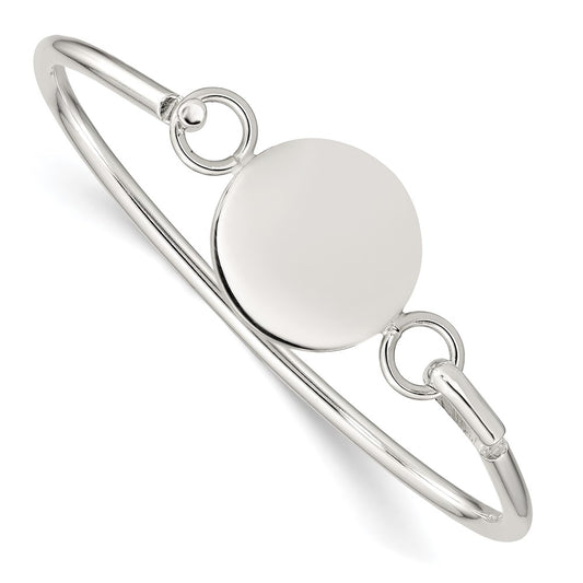 Quality Gold Sterling Silver Bangle w/Round ID Plate Bracelet Sterling Silver