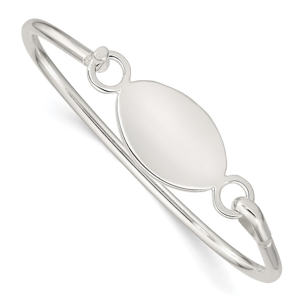 Quality Gold Sterling Silver Bangle w/Oval ID Plate Bracelet Sterling Silver