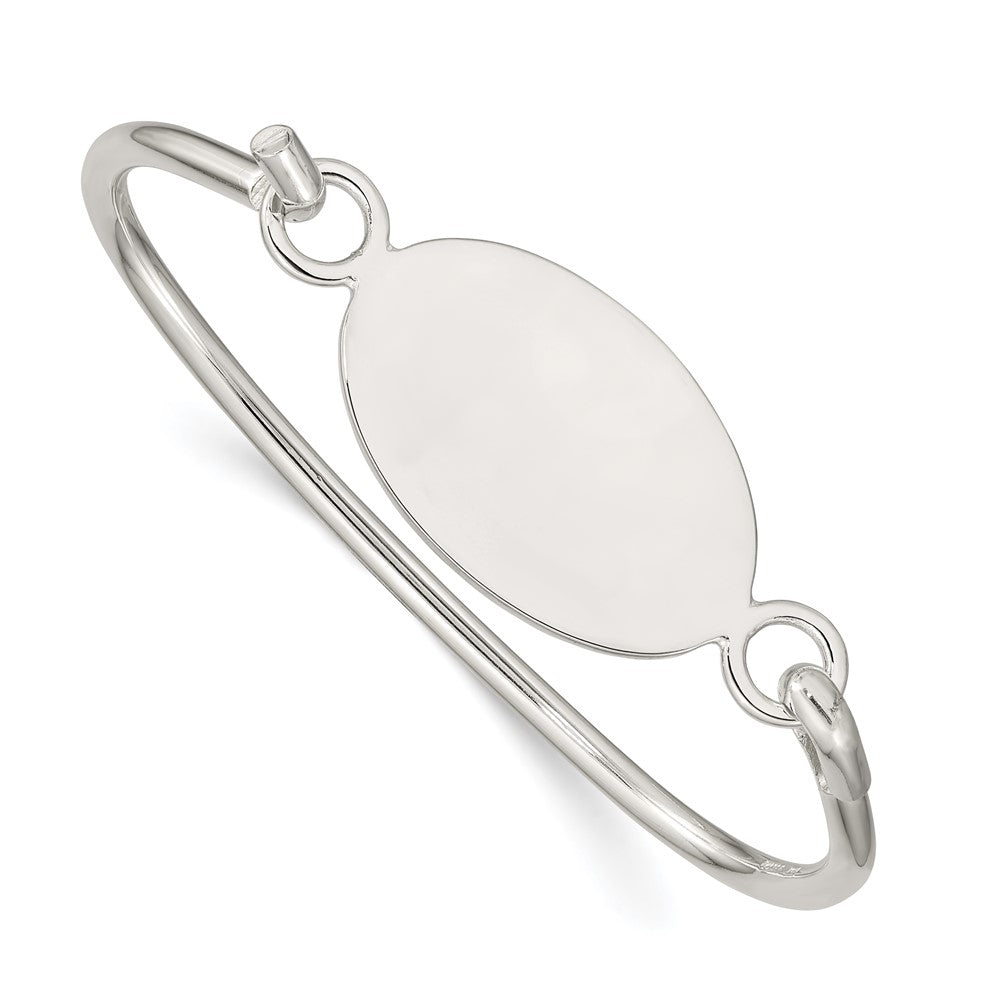 Quality Gold Sterling Silver w/Oval ID Plate Bangle Bracelet Sterling Silver