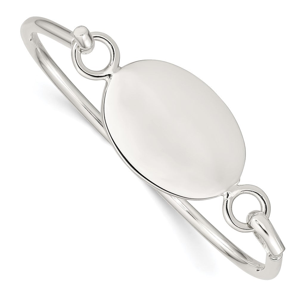 Quality Gold Sterling Silver Bangle w/Oval ID Plate Bracelet Sterling Silver