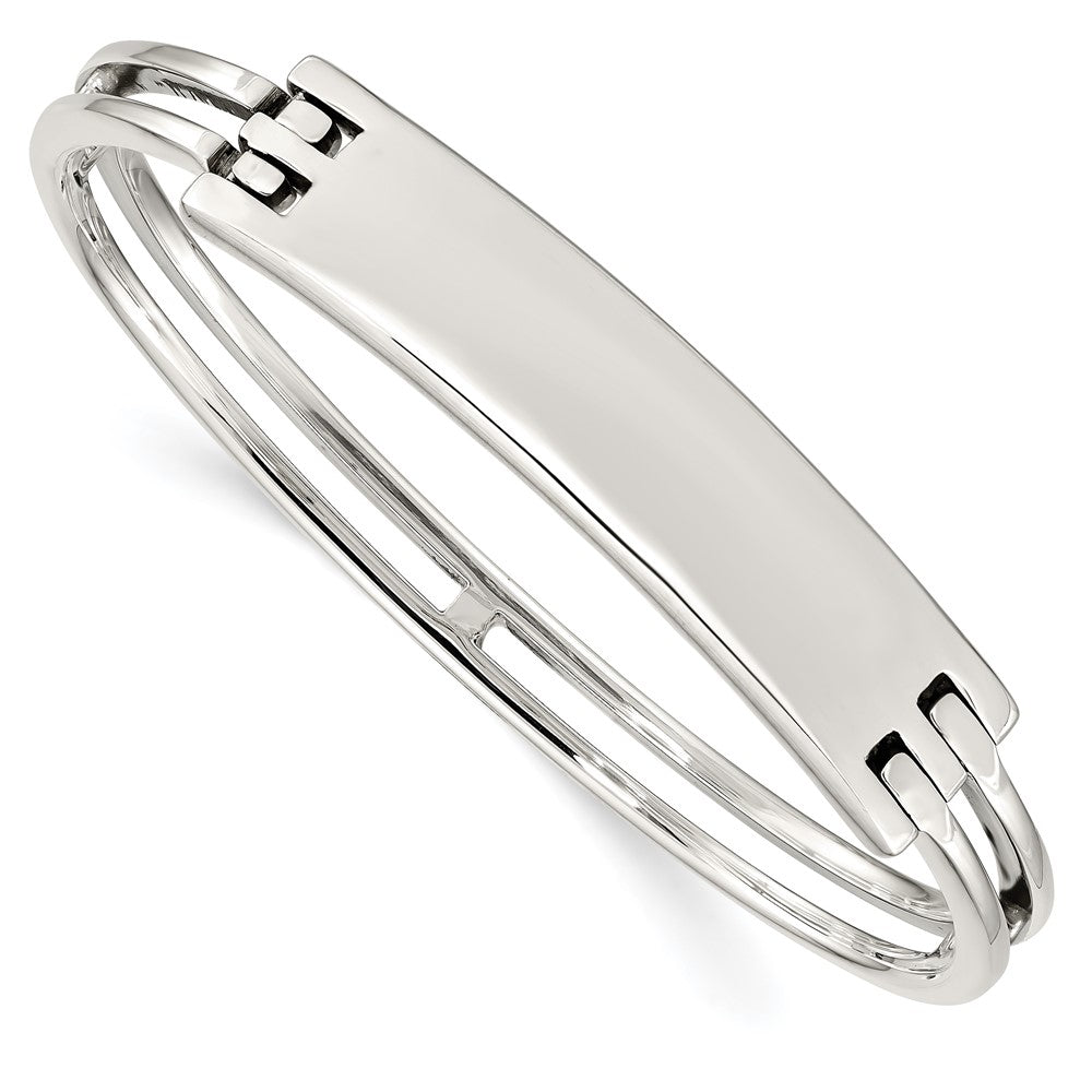 Quality Gold Sterling Silver ID Hinged Bangle Sterling Silver