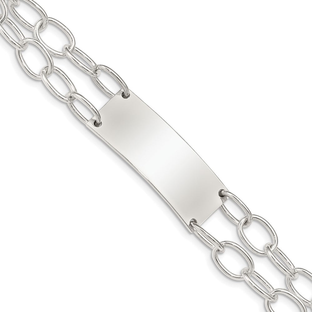 Quality Gold Sterling Silver Double Strand Oval Link ID Bracelet Sterling Silver