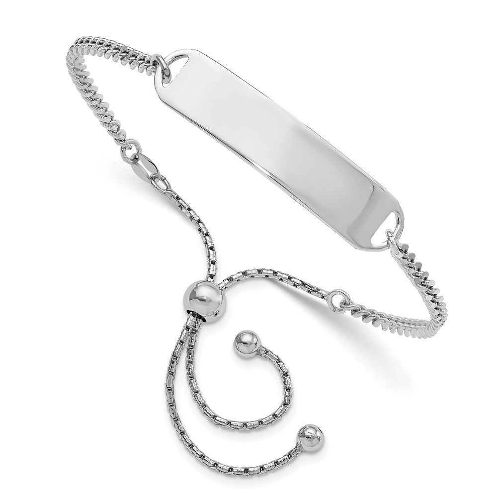 Quality Gold Sterling Silver Rhodium-Plated ID Adjustable 6in to 10in Bracelet Sterling Silver
