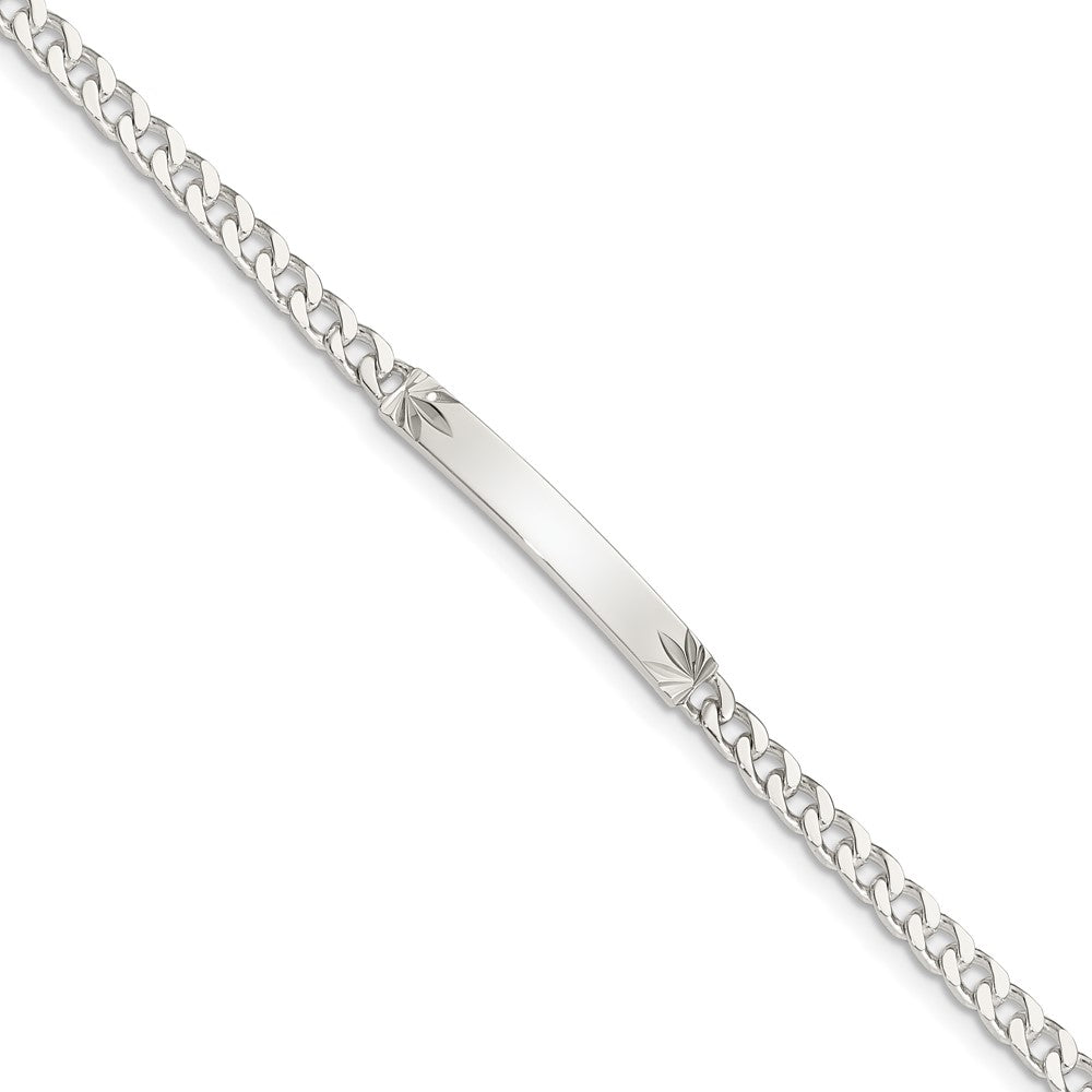Quality Gold Sterling Silver Polished Engraveable Curb Link ID Bracelet Sterling Silver