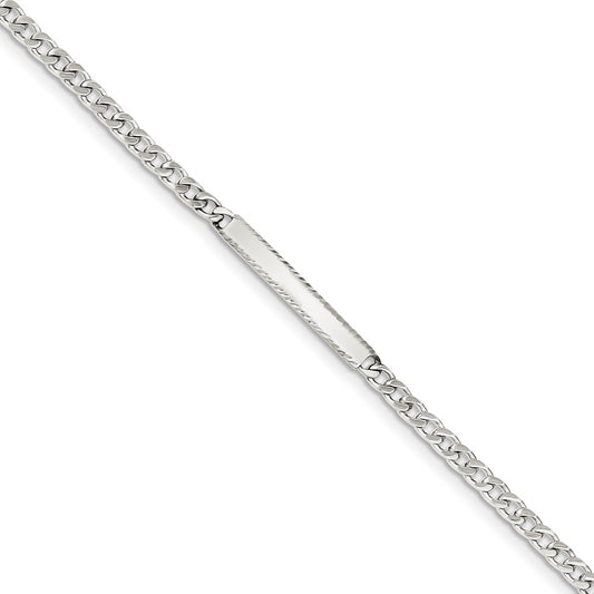 Quality Gold Sterling Silver Diamond-cut Engraveable Curb Link ID Bracelet Sterling Silver