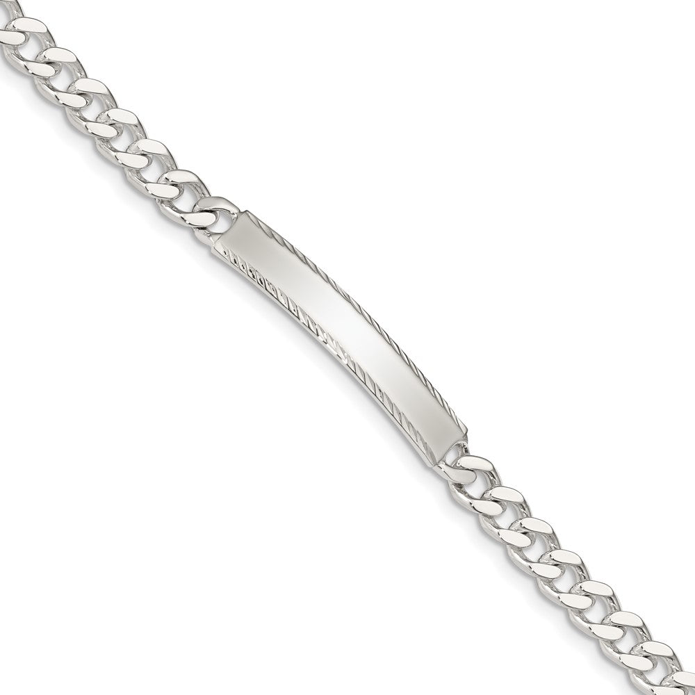Quality Gold Sterling Silver Diamond-cut Engraveable Curb Link ID Bracelet Sterling Silver