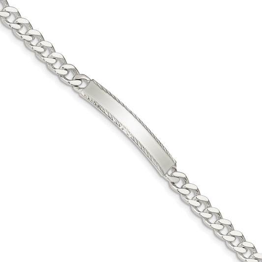 Quality Gold Sterling Silver Diamond-cut Engraveable Curb Link ID Bracelet Sterling Silver
