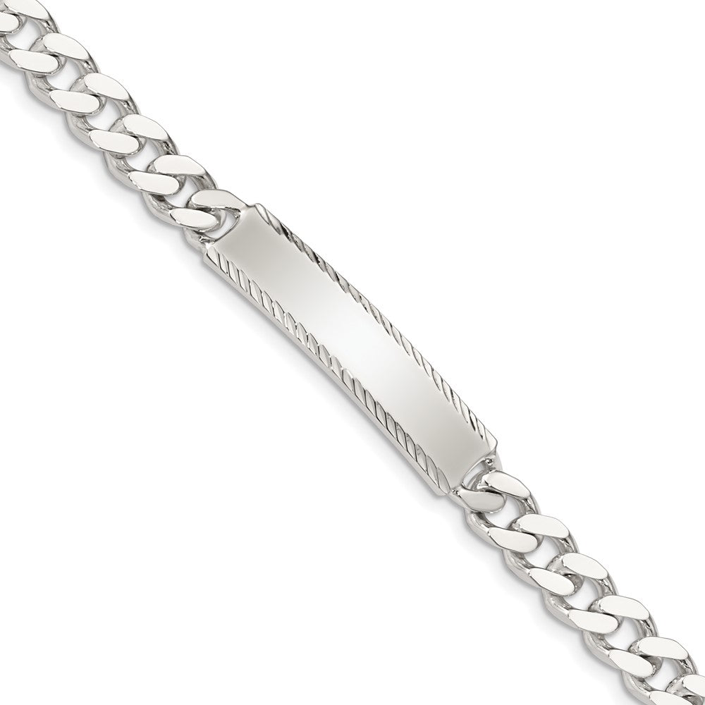 Quality Gold Sterling Silver Diamond-cut Engraveable Curb Link ID Bracelet Sterling Silver