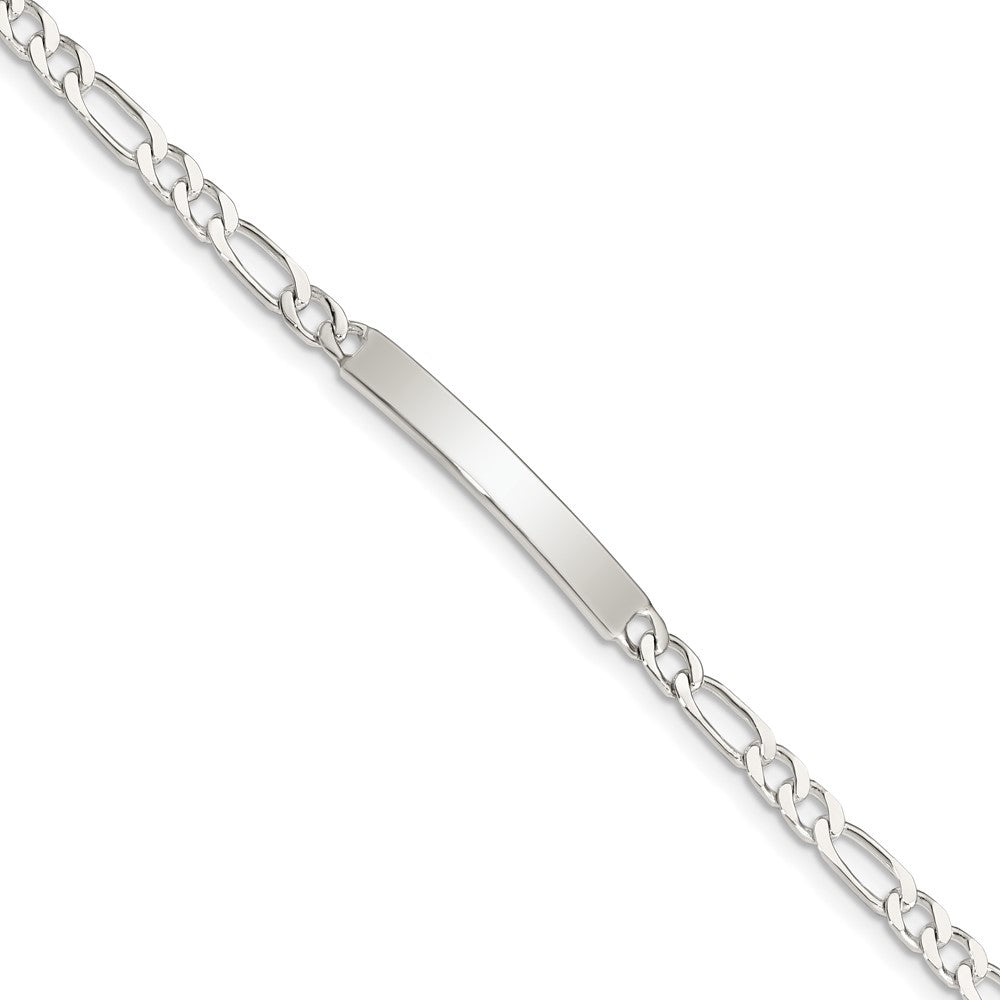 Quality Gold Sterling Silver Engraveable 7 in. Figaro Link ID Bracelet Sterling Silver