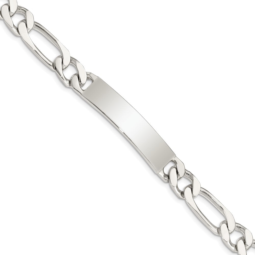 Quality Gold Sterling Silver 8.5inch Polished Engraveable Figaro Link ID Bracelet Sterling Silver