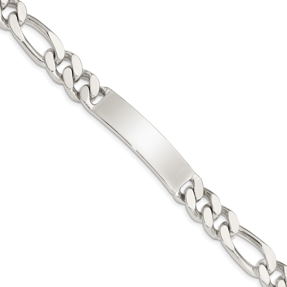 Quality Gold Sterling Silver 8.5inch Polished Engraveable Figaro Link ID Bracelet Sterling Silver