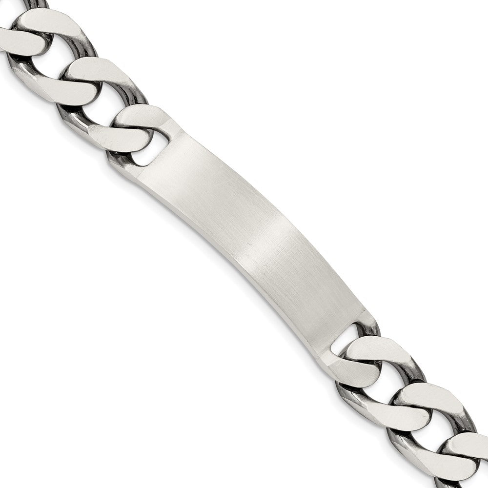 Quality Gold Sterling Silver 8.5inch Engraveable Antiqued Curb Link ID Bracelet Sterling Silver