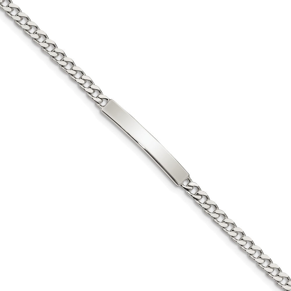 Quality Gold Sterling Silver Polished Engraveable Curb Link ID Bracelet Sterling Silver