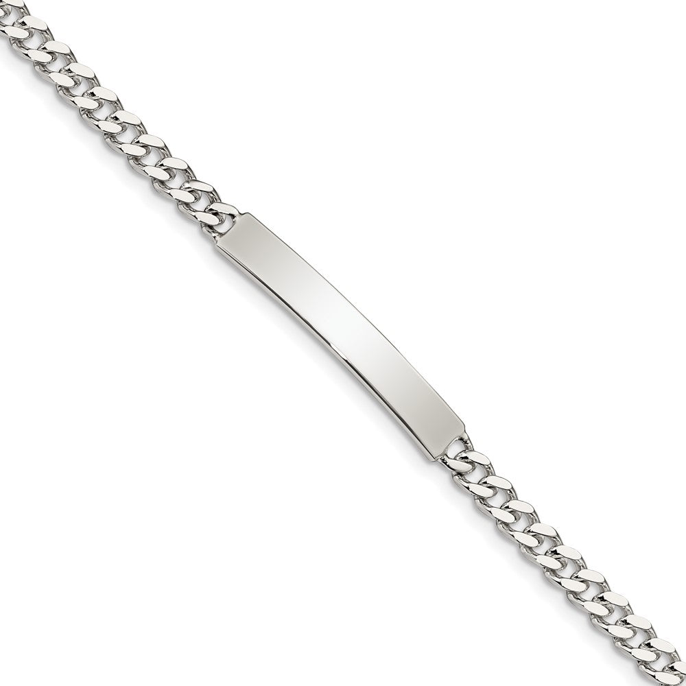 Quality Gold Sterling Silver 8inch Polished Engraveable Curb Link ID Bracelet Sterling Silver