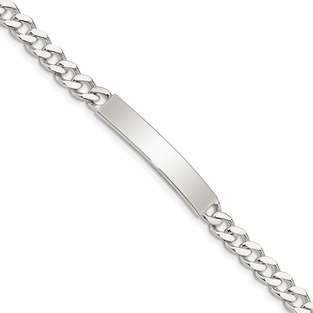 Quality Gold Sterling Silver 8inch Polished Engraveable Curb Link ID Bracelet Sterling Silver