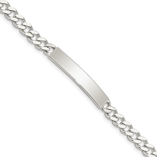Quality Gold Sterling Silver Polished Engraveable Curb Link ID Bracelet Sterling Silver
