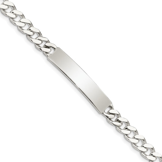 Quality Gold Sterling Silver 8inch Polished Engraveable Curb Link ID Bracelet Sterling Silver