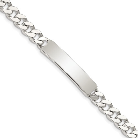 Quality Gold Sterling Silver Polished Engraveable Curb Link ID Bracelet Sterling Silver