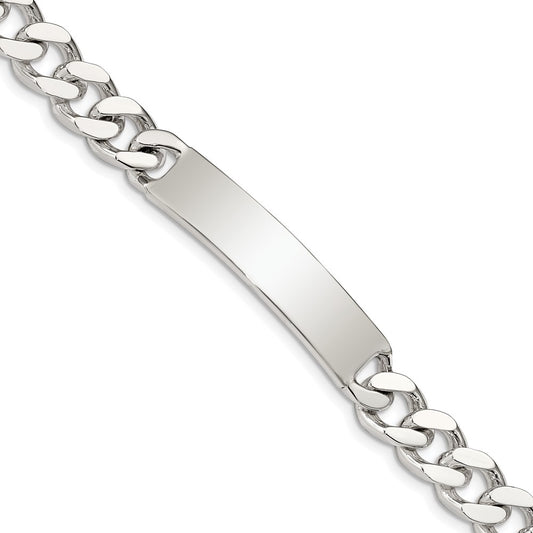 Quality Gold Sterling Silver Polished Engraveable Curb Link ID Bracelet Sterling Silver