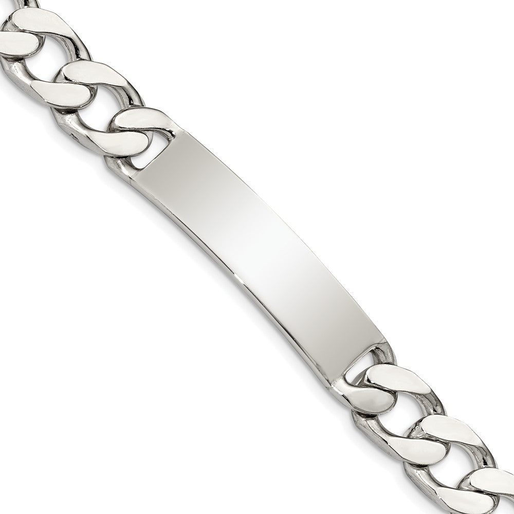 Quality Gold Sterling Silver Polished Engraveable Curb Link ID Bracelet Sterling Silver