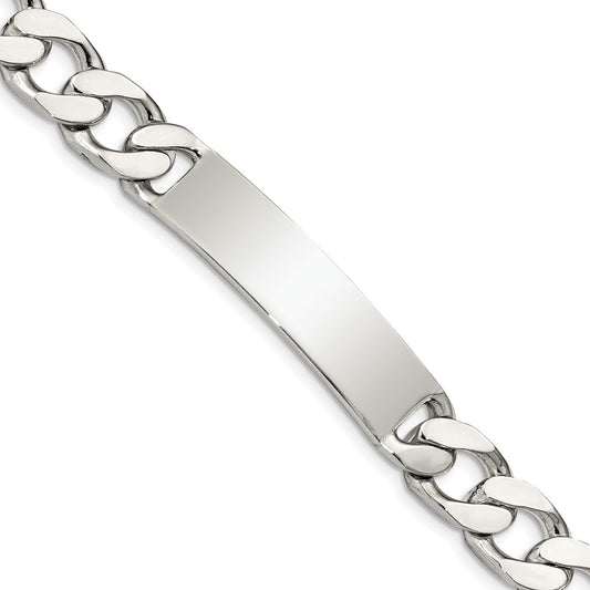 Quality Gold Sterling Silver 8.5inch Polished Engraveable Curb Link ID Bracelet Sterling Silver