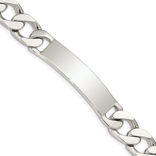 Quality Gold Sterling Silver 8.5inch Polished Engraveable Curb Link ID Bracelet Sterling Silver