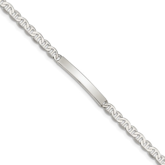 Quality Gold Sterling Silver Polished Engraveable Anchor Link ID Bracelet Sterling Silver