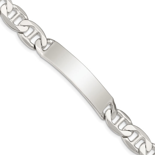Quality Gold Sterling Silver 8.5inch Polished Engraveable Anchor Link ID Bracelet Sterling Silver