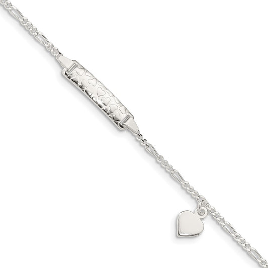 Quality Gold Sterling Silver Heart Plate with Heart .75in ext. Children's Bracelet Sterling Silver