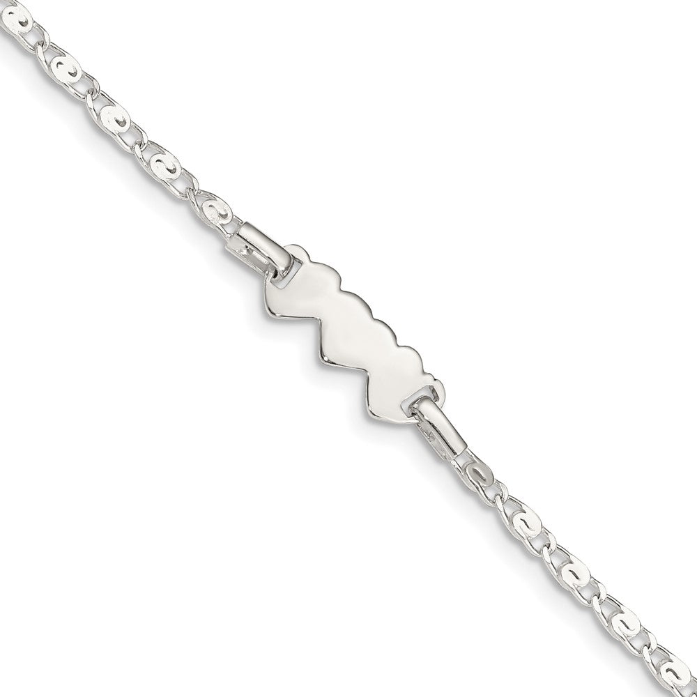 Quality Gold Sterling Silver Polished Heart Baby Engraveable ID Bracelet Sterling Silver