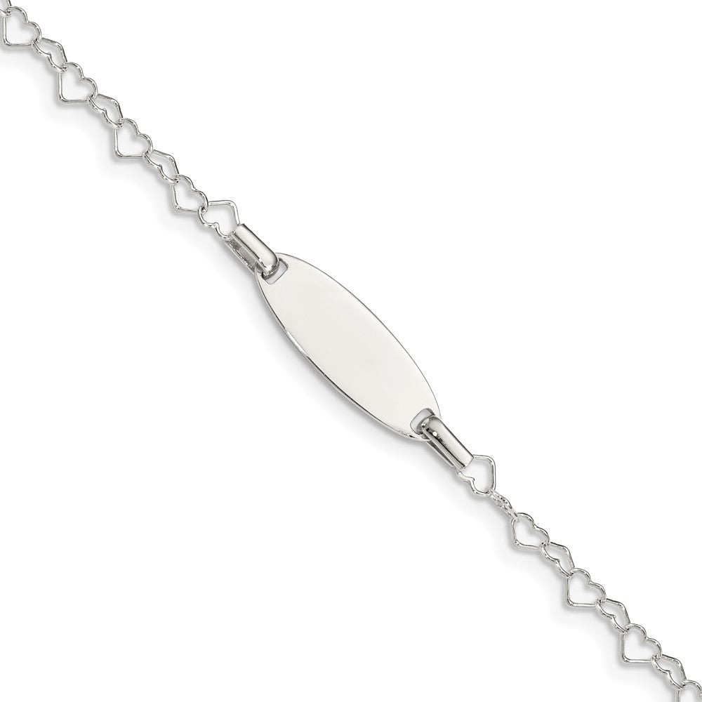 Quality Gold Sterling Silver Polished Engraveable Children's ID Heart Link Bracelet Sterling Silver