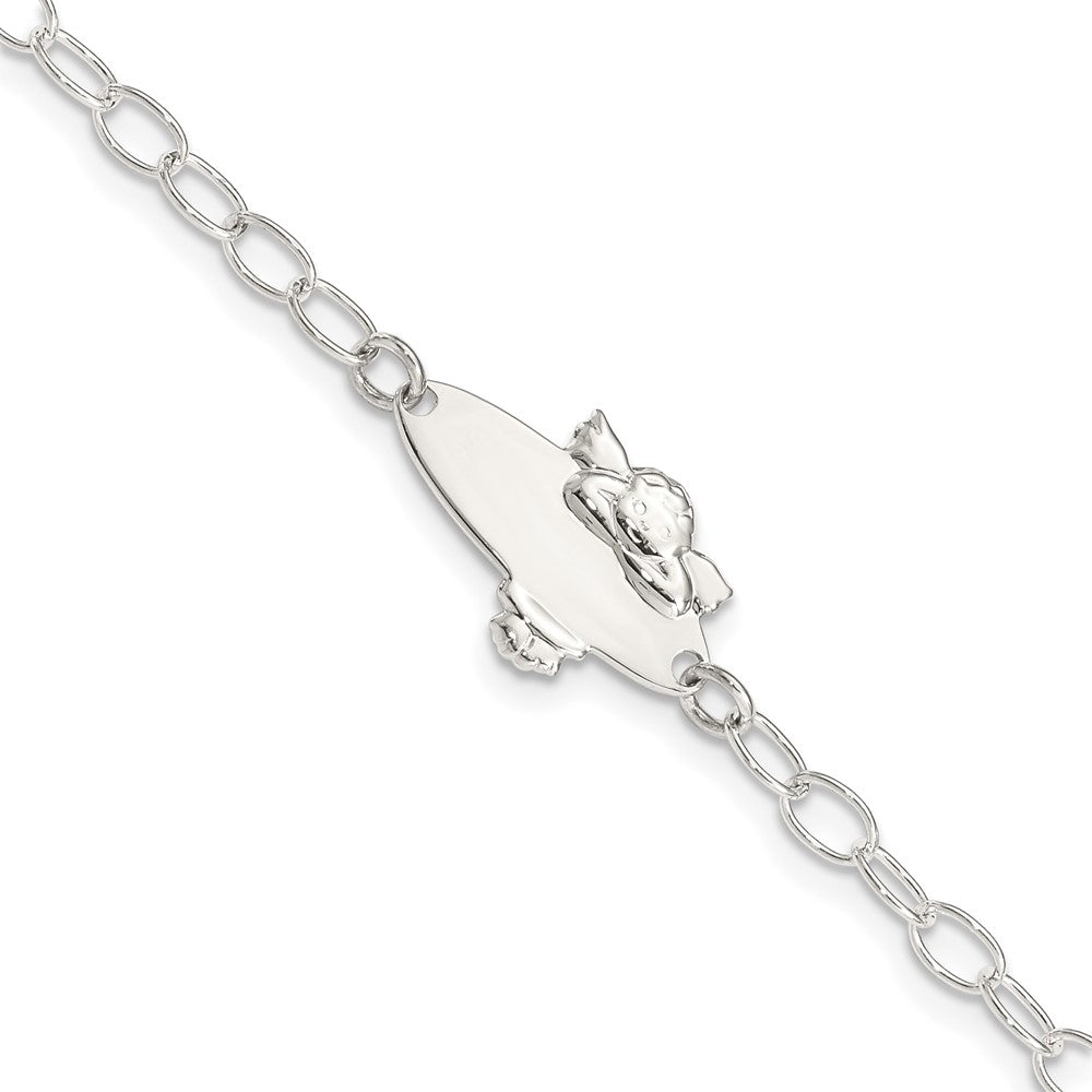 Quality Gold Sterling Silver Polished Angel Baby Engraveable ID Bracelet Sterling Silver
