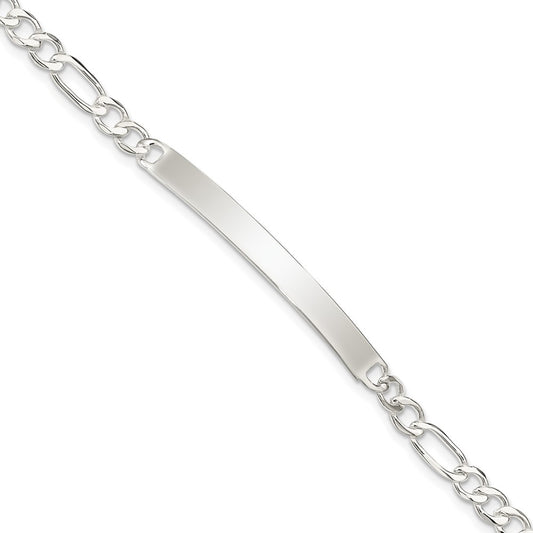 Quality Gold Sterling Silver Figaro Link ID Bracelet Sterling Silver