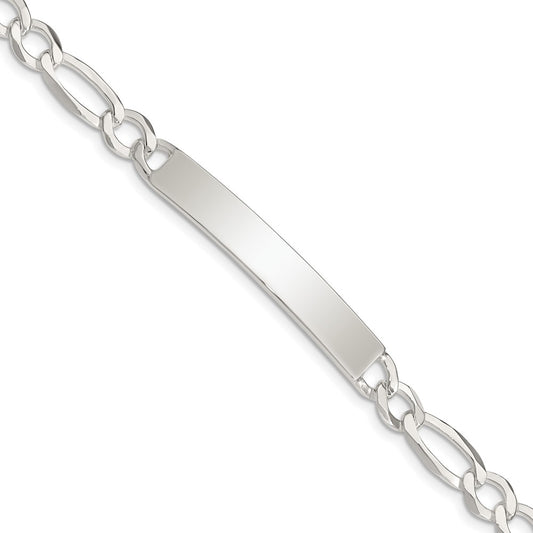 Quality Gold Sterling Silver Figaro Link ID Bracelet Sterling Silver