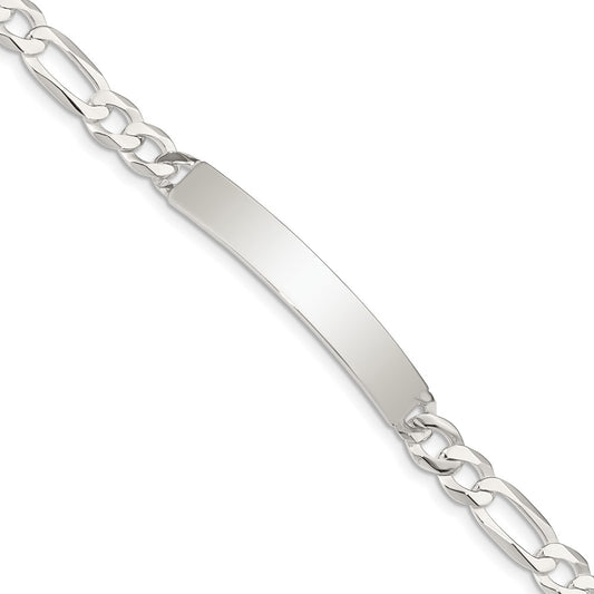 Quality Gold Sterling Silver Figaro Link ID Bracelet Sterling Silver